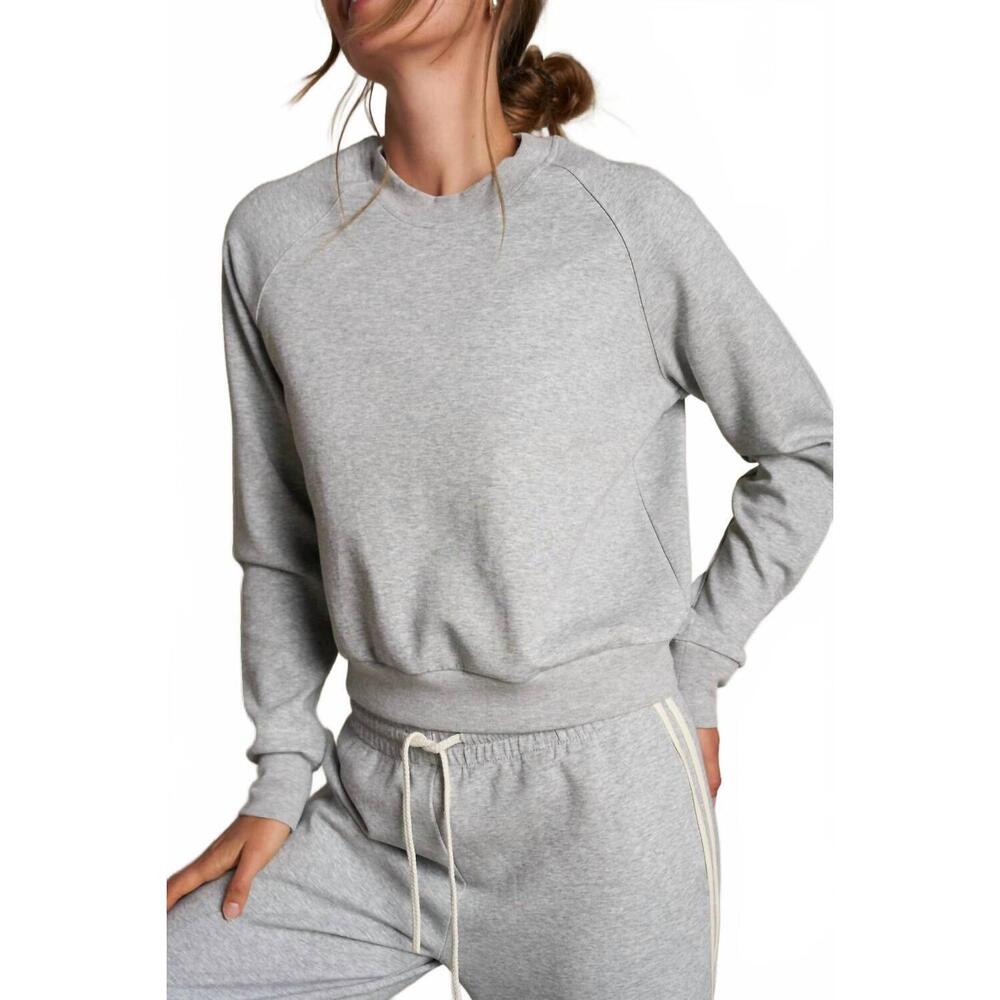 NEW PERFECTWHITETEE lucia travel long sleeve raglan sweatshirt in heather grey